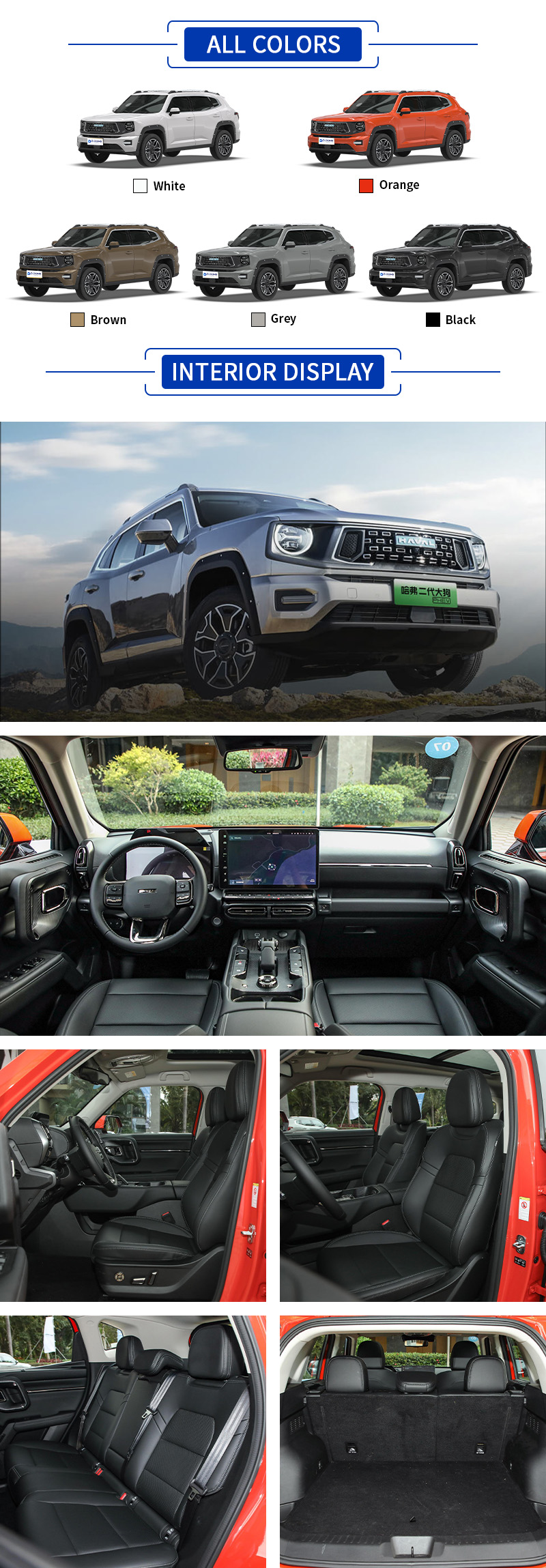 Haval BigDog PHEV All Colors,Haval BigDog PHEV All Interior Display